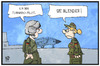 Cartoon: Tornadopilot in Syrien (small) by Kostas Koufogiorgos tagged karikatur,koufogiorgos,illustration,cartoon,bundeswehr,soldat,soldatin,tornado,pilot,blender,nachtflug,syrien,einsatz,beruf,angeber