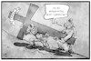 Cartoon: Triage (small) by Kostas Koufogiorgos tagged karikatur,koufogiorgos,illustration,cartoon,triage,krankenhaus,arzt,pflegerin,krankenpflegerin,pandemie,corona,kreuz,karfreitag,weihnachten,christentum,tod,leben