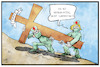 Cartoon: Triage (small) by Kostas Koufogiorgos tagged karikatur,koufogiorgos,illustration,cartoon,triage,krankenhaus,arzt,pflegerin,krankenpflegerin,pandemie,corona,kreuz,karfreitag,weihnachten,christentum,tod,leben