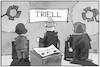 Cartoon: Triell (small) by Kostas Koufogiorgos tagged karikatur,koufogiorgos,illustration,cartoon,triell,koalition,plan,bundestagswahl,scholz,laschet,baerbock,demokratie,partei