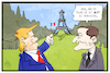 Cartoon: Trump in Paris (small) by Kostas Koufogiorgos tagged karikatur koufogiorgos cartoon illustration trump macron eiffelturm kauf immobilie besuch usa frankreich