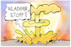 Cartoon: Trump stoppt Putin (small) by Kostas Koufogiorgos tagged trump,putin,bombe,atompilz,krieg,ukraine,atombombe,stopp
