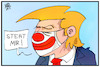 Cartoon: Trump trägt Maske (small) by Kostas Koufogiorgos tagged karikatur,koufogiorgos,illustration,cartoon,maske,trump,usa,clown,corona,massnahmen
