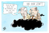 Cartoon: Trumps DDR (small) by Kostas Koufogiorgos tagged karikatur,koufogiorgos,honecker,ulbricht,trump,usa,mauer,parade,russe,wolke,geschichte