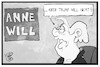 Cartoon: Trumps Wille (small) by Kostas Koufogiorgos tagged karikatur koufogiorgos illustration cartoon g7 gipfel trump merkel anne will talkshow fernsehen interview ard usa