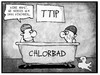 Cartoon: TTIP-Verhandlungen (small) by Kostas Koufogiorgos tagged karikatur,koufogiorgos,illustration,cartoon,ttip,chlorbad,usa,europa,eu,freihandelsabkommen,wirtschaft,politik,verbraucherschutz,bad,mann,quietscheentchen,qualitätstandards