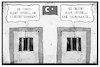 Cartoon: Türkei-EU (small) by Kostas Koufogiorgos tagged karikatur,koufogiorgos,illustration,cartoon,tuerkei,eu,beitritt,demokratie,gefängnis,zelle,rechtsstaat,haft,europäische,union