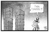 Cartoon: Twin Towers (small) by Kostas Koufogiorgos tagged karikatur,koufogiorgos,illustration,cartoon,bombe,terrorismus,terrorist,anschlag,usa,twin,towers,pakete,911,september