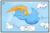Cartoon: Twitter-Trump (small) by Kostas Koufogiorgos tagged karikatur koufogiorgos illustration cartoon trump twitter vogel usa präsident angst schrecken president elect