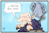 Cartoon: Twitter im Bundestag (small) by Kostas Koufogiorgos tagged karikatur,koufogiorgos,illustration,cartoon,schaeuble,bundestag,bundestagspräsident,twitter,soziale,medien,zitat,verbot,politik,internet