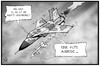 Cartoon: Ukraine-Konflikt (small) by Kostas Koufogiorgos tagged karikatur,koufogiorgos,illustration,cartoon,ukraine,russland,krieg,konflikt,separatisten,flugzeug,luftwaffe,rakete,ausrede,politik