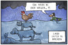 Cartoon: Unwetter (small) by Kostas Koufogiorgos tagged karikatur,koufogiorgos,illustration,cartoon,weser,fluss,wasser,bremen,stadtmusikanten,hahn,ente,unwetter,wetter,klima,hochwasser