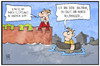 Cartoon: Unwetter (small) by Kostas Koufogiorgos tagged karikatur,koufogiorgos,illustration,cartoon,unwetter,flut,flüchtling,wetter,klima,nachbar,schlauchboot,hochwasser,umwelt