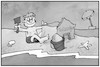 Cartoon: Urlauber-Testpflicht (small) by Kostas Koufogiorgos tagged karikatur,koufogiorgos,illustration,cartoon,testpflicht,urlaub,sandburg,corona,pandemie