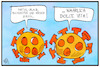 Cartoon: Virus-Dolce Vita (small) by Kostas Koufogiorgos tagged karikatur,koufogiorgos,illustration,cartoon,virus,dolce,vita,corona,party,urlaub,feiern,ansteckung,pandemie,krankheit,covid19