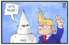 Cartoon: Vote Trump (small) by Kostas Koufogiorgos tagged karikatur koufogiorgos illustration cartoon trump ku klux klan sekte extremismus usa wahl präsidentschaftskandidat wahlempfehlung politik