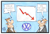 Cartoon: VW-Gewinnwarnung (small) by Kostas Koufogiorgos tagged karikatur,koufogiorgos,illustration,cartoon,vw,volkswagen,gewinn,abgas,skandal,dieselgate,chart,kurve,grafik,autobauer,wirtschaft,geld,profit