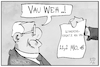 Cartoon: VW (small) by Kostas Koufogiorgos tagged karikatur,koufogiorgos,illustration,cartoon,winterkorn,vw,volkswagen,schadensersatz,geld