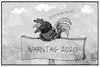 Cartoon: Warntag 2020 (small) by Kostas Koufogiorgos tagged karikatur,koufogiorgos,illustration,cartoon,warntag,probealarm,hahn,krähen,katastrophenschutz,fehlalarm,schlafen