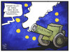 Cartoon: Weißer Rauch für Juncker (small) by Kostas Koufogiorgos tagged karikatur,koufogiorgos,cartoon,illustration,juncker,cameron,großbritannien,rauch,kanone,europa,eu,kommissionspräsident,politik,konflikt,entscheidung