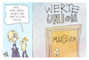 Cartoon: Werteunion (small) by Kostas Koufogiorgos tagged karikatur,koufogiorgos,werteunion,merz,maaßen,union,graffiti