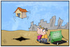 Cartoon: Wohnungslosigkeit (small) by Kostas Koufogiorgos tagged karikatur,koufogiorgos,illustration,cartoon,haus,miete,wohnung,wohnungslosigkeit,obdachlos,wucher,soziales,zelt