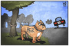 Cartoon: Wowereits Abschied (small) by Kostas Koufogiorgos tagged karikatur,koufogiorgos,cartoon,illustration,wowi,wowereit,ber,flughafen,berlin,bürgermeister,aussetzen,hund,verlassen,verantwortung,auto,flucht,rücktritt,politik,spd