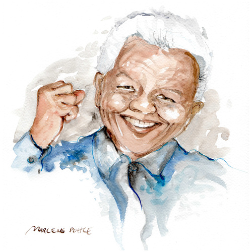 Cartoon: Nelson Mandela (medium) by Marlene Pohle tagged mandela,südafrika,apartheid,abschied,von,einem,großen,mann