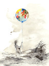 Cartoon: A colorful world (small) by Marlene Pohle tagged krieg,heimatlosigkeit,zerstörung,hoffnung,kindessicht,bunte,welt
