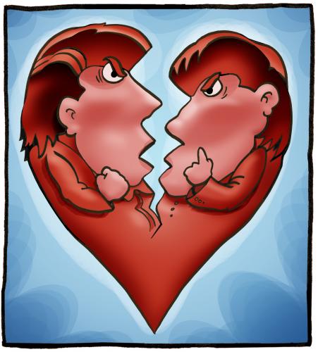 Cartoon: brokenheart (medium) by illustrator tagged broken,heart,fight,split,up,argument,angry,comic,character,cartoon,illustrator,welleman,,homosexualität,homo,schwul,geschlecht,mann,beziehung,paar,partnerschaft,herz,konflikt,streit