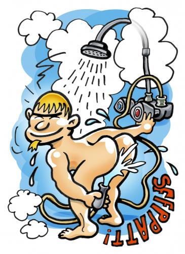 Cartoon: cleaning butt (medium) by illustrator tagged butt,ass,cleaning,shower,wash,washing,wet,hose,cartoon,illustration,illustrator,welleman,duschenwäsche,reinigt,schlauch,karikatur,wäscht,schwul,gleichgeschlechtlich,gleichgeschlechtliche en,homosexualität,homosexuell,homosexueller,männerfreundschaft,männerbünde,männerrituale,neigung,sexualität,duschen,waschen,hygiene,mann,männer,gleichgeschlechtliche,lebensweisen,en