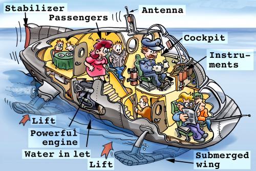 hydrofoil wingboat cutaway
