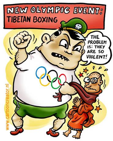 Cartoon: tibet (medium) by illustrator tagged tibet,china,boxing,olympic,violence,violent,monk,mönch,olympisch,gewalttätigkeit,kampf,frieden,peacefull,tibetaner,cartoon,man,men,mann,schmerz,welleman,,olympia,olympiade,olymp,olympische spiele,sport,china,tibet,tibeter,unterdrückung,gewalt,minderheit,konflikt,menschenrechte,würde,polizei,justiz,boxen,schlagen,verprügeln,kriminalität