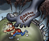 Cartoon: Carbon foot print (small) by illustrator tagged carbor,foot,print,environment,pollution,scare,danger,smog,smoke,industry,threat,contaminants,harm,climate,change,ecosystem,acid,rain,emission,exhaust,chimney