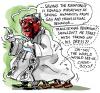 Cartoon: pope and his dress (small) by illustrator tagged pope speech choir boys humanity cartoon satire religion warning saving gays schwul gay queer dress