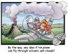 Cartoon: Vulcanic clouds are a problem (small) by illustrator tagged plane aircraft airplane aeroplane pilot photo vulcanic vulano volcano cloud poison poisson problem danger flying flight illustration illustrator cartoon peter welleman gag