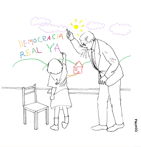Cartoon: Real Democracy Now! (medium) by Conntra tagged democracy,politics,education,15m,manifestation