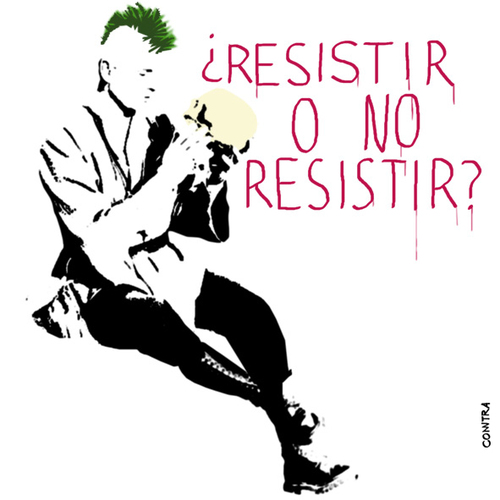 Cartoon: To resist or not to resist? (medium) by Conntra tagged spain15m,manifestation,to,resist