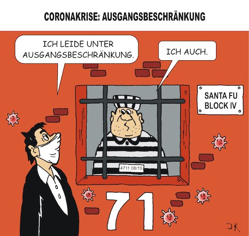 Cartoon: Ausgangsbeschränkungen (medium) by JotKa tagged coronakrise,covid19,coronaregeln,ausgangsbeschränkunge,home,office,gefängnis,gesellschaft,ausgangsbeschränkungen,coronakrise,covid19,coronaregeln,ausgangsbeschränkunge,home,office,gefängnis,gesellschaft,ausgangsbeschränkungen