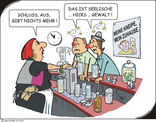 Cartoon: Bedrohte Männer (medium) by JotKa tagged beziehungen,alkohol,herd,und,heim,zuhause,sperrstunde,bier,durst,kneipe,seelisch,gewalt,missbrauch,frauen,männer