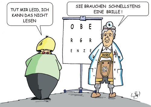 Cartoon: Beim Augenarzt (medium) by JotKa tagged arzt,augenarzt,sehtest,brille,flüchtlinge,flüchtlingskrise,asyl,asylanten,asylmissbrauch,kriminalität,abschiebung,polizei,behörden,politiker,merkel,seehofer,obergrenze,beschränkungen,köln,arzt,augenarzt,sehtest,brille,flüchtlinge,flüchtlingskrise,asyl,asylanten,asylmissbrauch,kriminalität,abschiebung,polizei,behörden,politiker,merkel,seehofer,obergrenze,beschränkungen,köln