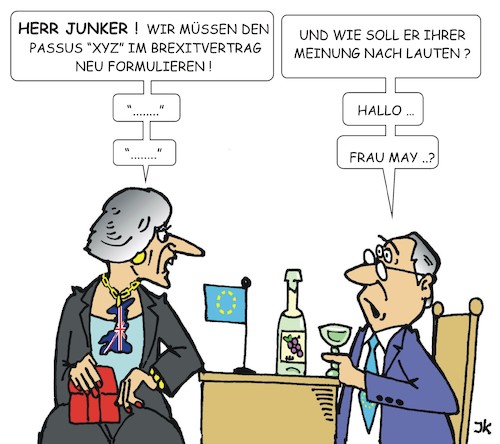 Cartoon: Brexitgespräch (medium) by JotKa tagged brexit,eu,england,may,junker,grossbritannien,europa,austritt,rosinen,picken,extrawurst,ratlosigkeit,brexit,eu,england,may,junker,grossbritannien,europa,austritt,rosinen,picken,extrawurst,ratlosigkeit