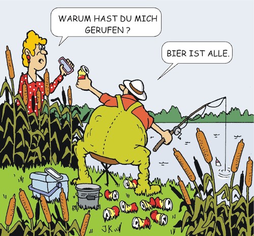 Cartoon: Der Angler (medium) by JotKa tagged angler,angeln,fische,gewässer,see,hobby,freizeit,durst,bier,ehefrau,mann,frau,liebe,natur,er,und,sie,angler,angeln,fische,gewässer,see,hobby,freizeit,durst,bier,ehefrau,mann,frau,liebe,natur,er,und,sie