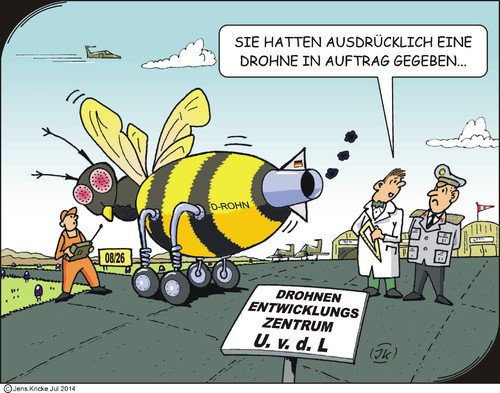 Cartoon: Drohne (medium) by JotKa tagged drohne,aufklärungsdrohne,kampfdrohne,militär,nato,verteidigung,auslandseinsatz,verteidigungsministerium,vonderleyen,bienen,hummeln,wespen,drohne,aufklärungsdrohne,kampfdrohne,militär,verteidigung,auslandseinsatz,verteidigungsministerium,vonderleyen,bienen,hummeln,wespen