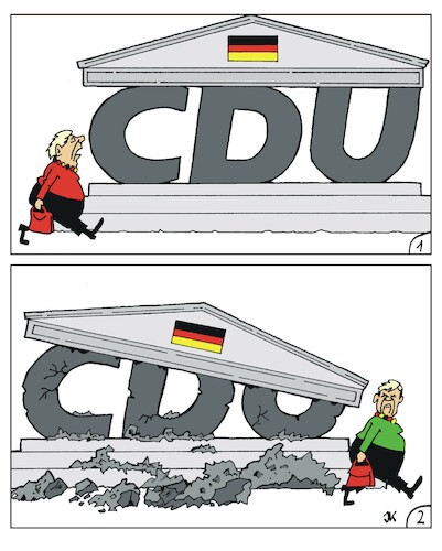 Ein Vorher-Nachher Cartoon