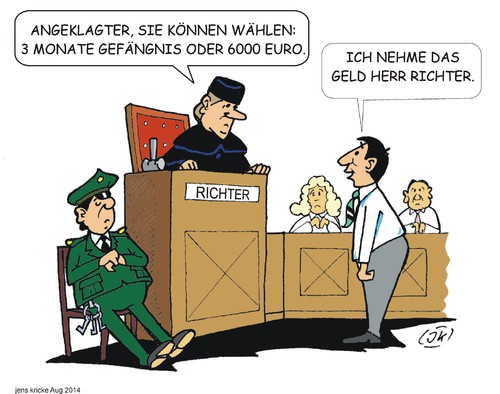 Cartoon: Entweder oder (medium) by JotKa tagged gericht,gerichtsdiener,richter,angeklagter,verteidigung,verteidiger,täter,strafe,urteil,gefängnis,geldstrafe,schöffen,schöffengericht,justiz,gerechtigkeit,rechtsprechung