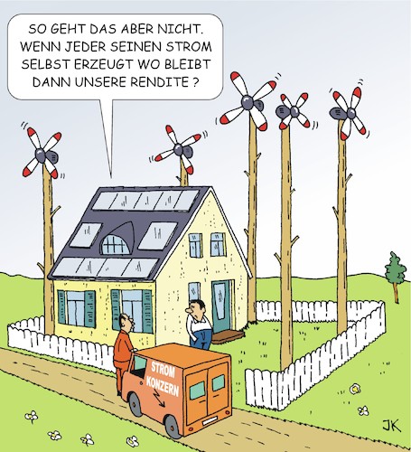 Cartoon: Erneuerbare Energie (medium) by JotKa tagged erneuerbare,energie,grüner,strom,windkraft,solaranlagen,kleinkraftanlagen,konzerne,gewinne,umsatz,rendite,dividenden,klimawandel,hausbesitzer,erneuerbare,energie,grüner,strom,windkraft,solaranlagen,kleinkraftanlagen,konzerne,gewinne,umsatz,rendite,dividenden,klimawandel,hausbesitzer