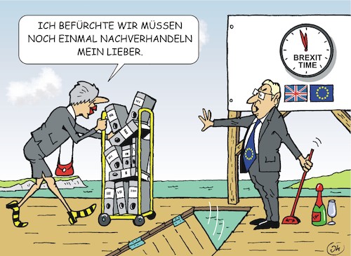 Cartoon: Game over? (medium) by JotKa tagged brexitverhandlungen,brexit,eu,gb,uk,england,brüssel,london,parlament,may,junker,nachverhandlungen,nordirland,brexitverhandlungen,brexit,eu,gb,uk,england,brüssel,london,parlament,may,junker,nachverhandlungen,nordirland