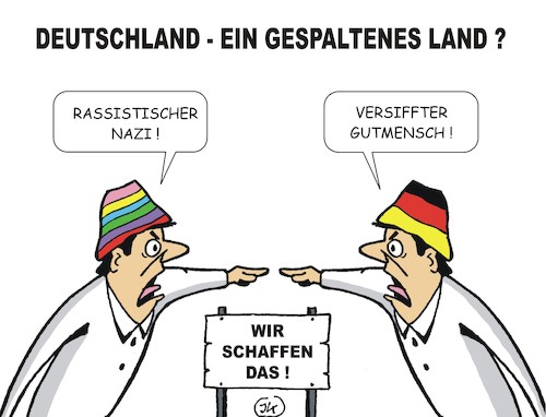 Cartoon: Gespaltenes Land? (medium) by JotKa tagged krawalle,rechte,linke,migration,demonstration,spaltungen,chaoten,radikale,gutmenschen,extremismus,parteien,politiker,bürger,krawalle,rechte,linke,migration,demonstration,spaltungen,chaoten,radikale,gutmenschen,extremismus,parteien,politiker,bürger