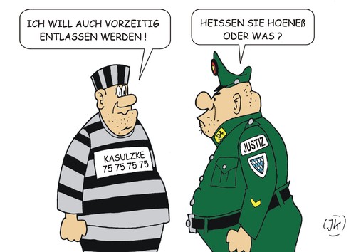 Cartoon: Haftentlassung (medium) by JotKa tagged gefängnis,justizvollzugsanstalt,fc,bayern,steuerhinterziehung,strafe,hoeneß,ulli,landgericht,augsburg,haftverschonung,bewährung,politik,kriminalität,betrug,verbrecher,richter,urteil,gefängnis,justizvollzugsanstalt,fc,bayern,steuerhinterziehung,strafe,hoeneß,ulli,landgericht,augsburg,haftverschonung,bewährung,politik,kriminalität,betrug,verbrecher,richter,urteil